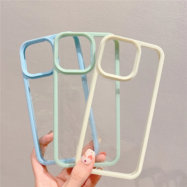 Candy Color Acrylic Transparent Phone Cases For iPhone Plus 12 11 Pro Max Clear Thickened Shockproof Bumper Cover