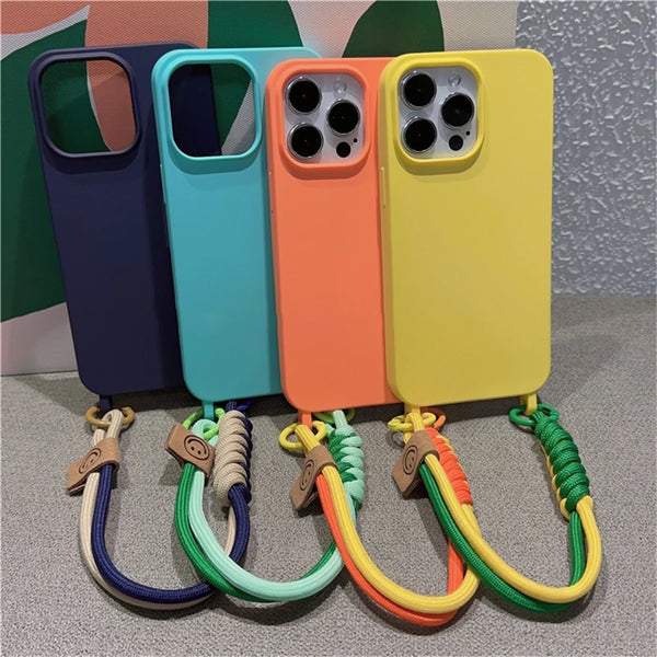 Luxury Liquid Silicone Wallet Slot Card Bag iPhone Pro Max Plus 12 11 Cases Handheld Rope Cord Shockproof Soft Cover