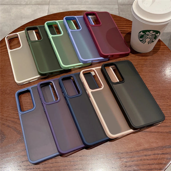Matte Transparent Phone Case For Samsung Galaxy S23 Ultra S23 Plus Candy Silicone Soft Frame Shockproof Bumper Back Cover