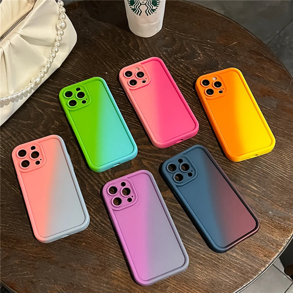 Gradient Liquid Silicone Soft Phone Cases iPhone 15 14 13 12 11 Pro Max Plus Candy Color Shockproof Thickened Bumper Cover