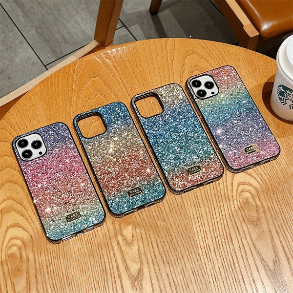 Gradient Rainbow Diamond Cases For iPhone 15 Pro Max 14 13 12 11 XR XS X 7 8 Plus 6S Glitter Bling Rhinestones Shockproof Cover