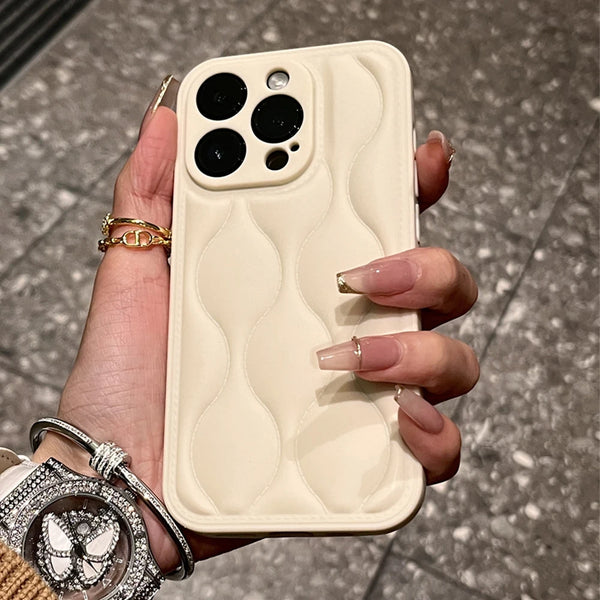 Wave Down Jacket Pattern Silicone Cases For iPhone 15 Pro Max 14 13 12 11 Camera Protection Shockproof Soft Bumper Cover