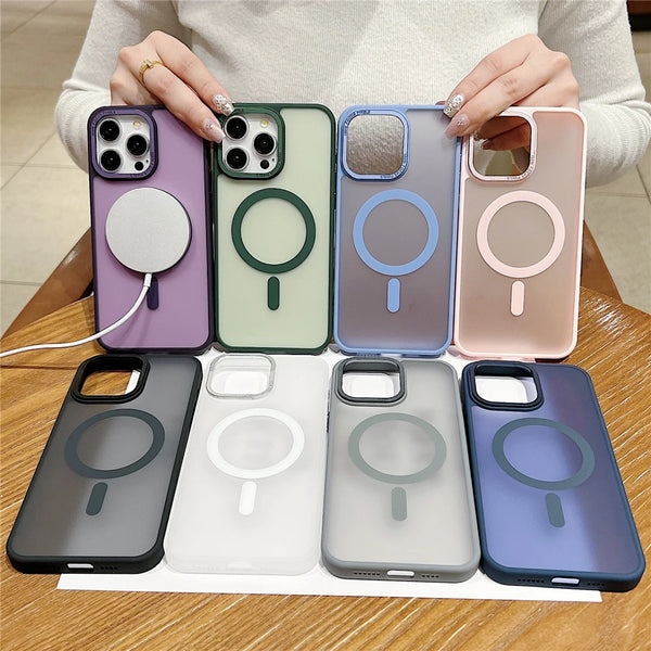 Luxury Frosted For Magsafe Magnetic  iPhone 11 12 Pro Max Plus Cases Translucent Wireless Charging Cover
