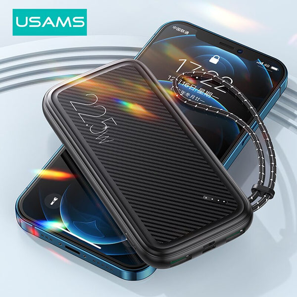 USAMS 10000mAh Power Bank 22.5W Fast Charging Portable Charging External Battery Charger Pack Powerbank For Samsung iPhone Huawei Xiaomi