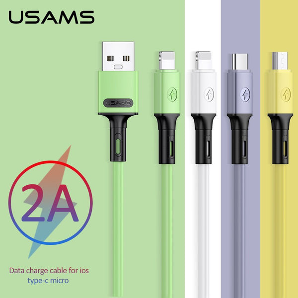 USAMS 10pcs U52 1m 2A Charge Data Cable Type C Micro USB Phone Cable For Huawei Sumsung Xiaomi