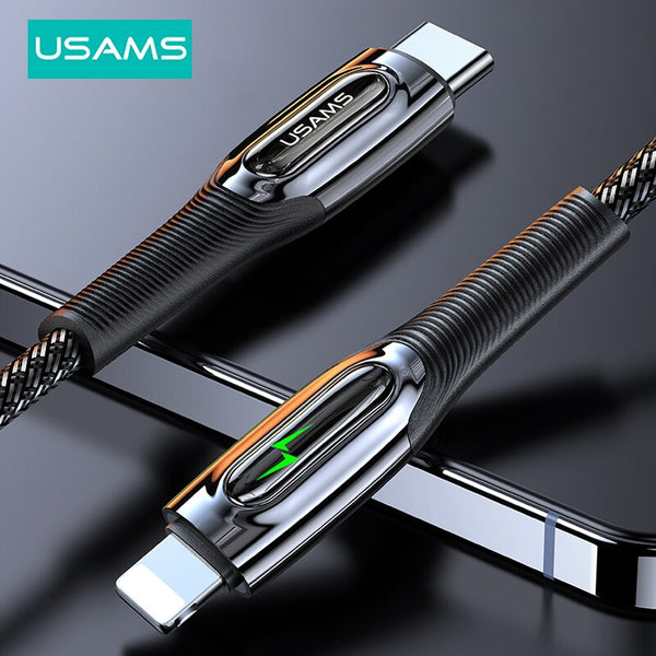 USAMS 20W Type-C PD Cable for IPhone 14 13 12 11 Pro Max Smart Power-off Fast Charging Cable for Ipad Air Mini Data Cable