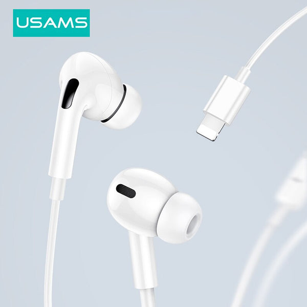 USAMS 3.5mm Type C Lightning In-Ear Headphones Sport Music Earbud Handfree Wired Headset Earphones Mic For iPhone Xiaomi Samsung Huawei