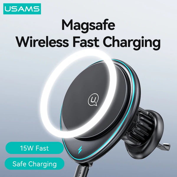 Car Phone Holder Magnetic Wireless Charger 15W Fast Charging For iPhone 15 14 13 Pro Max Air Vent Mount Car Charger Holder