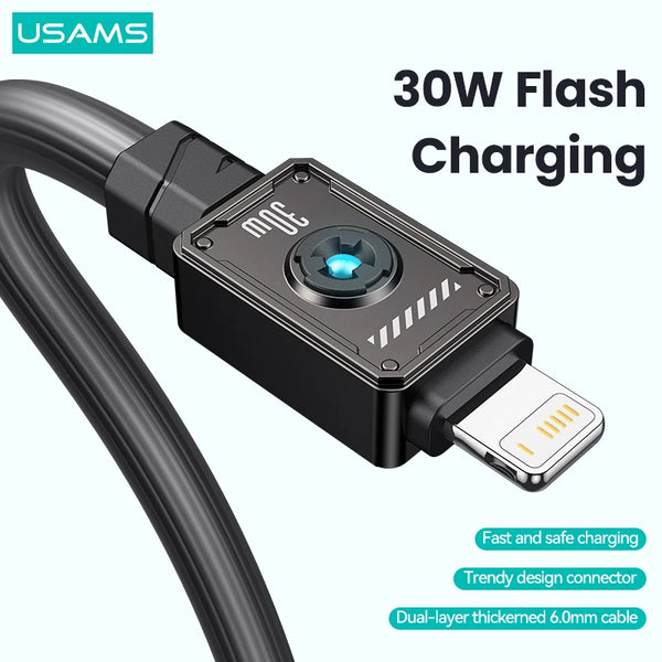 PD 30W Fast Charging Cable For iPhone 14 Pro Max Zine Alloy With Light Type C Cable For iPhone 15 14 13 12 11 XR X XS Plus iPad