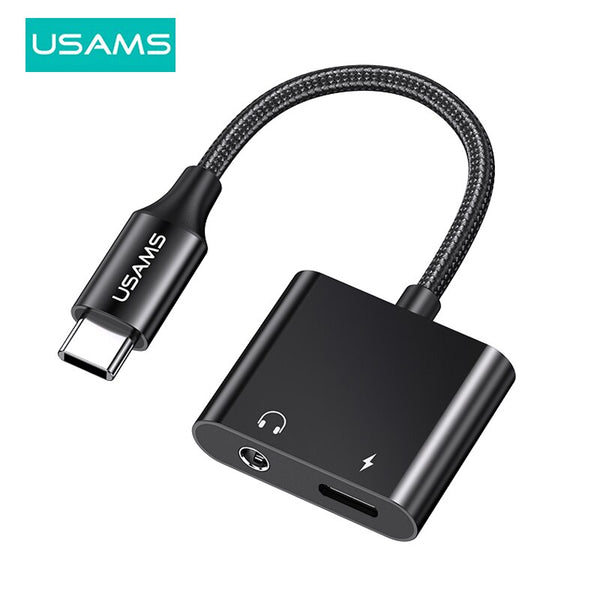 USAMS USB C to Jack 3.5 Type C Cable Adapter USB Type C 3.5mm AUX Earphone Converter for Samsung Huawei Xiaomi Note