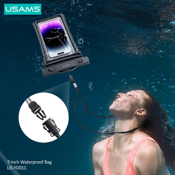 USAMS Waterproof Phone Case Drift Diving Swimming Waterproof Bag For 7 Inch Underwater Dry Bag Cover For Samsung iPhone Huawei Xiaomi
