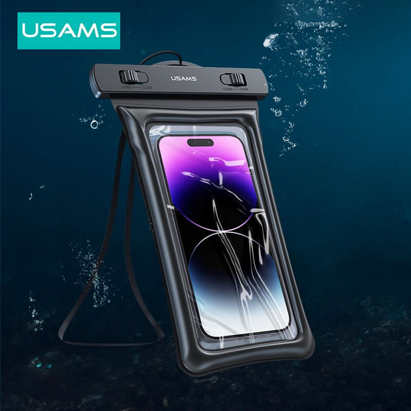 USAMS Waterproof Phone Case IPX8 Universal Sealability Underwater Bag 7inch Water-resistant Cover for Samsung iPhone Xiaomi Huawei POCO