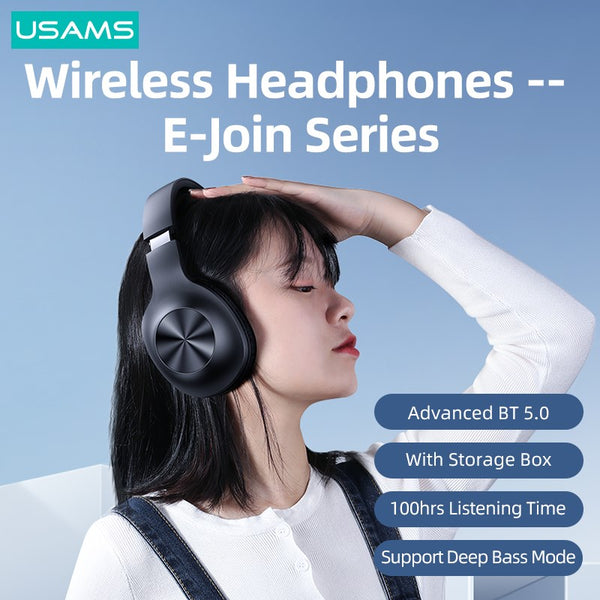 USAMS YX BT 5.0 Wireless Headphone HIFI Deep Bass Stereo Earphone Foldable 100 Hours Battery Life Headset For iPhone Samsung Xiaomi Huawei Android