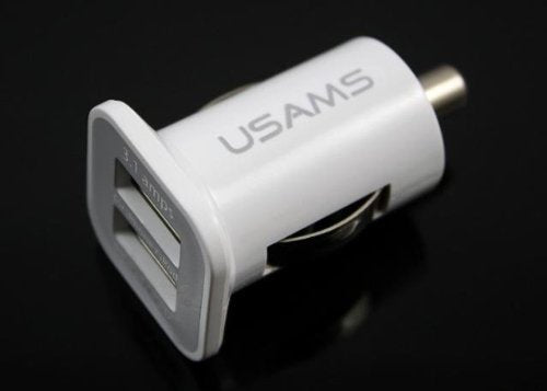 USAMS Compact High Output Dual USB Car Charger - 3.1A Output Ideal (White)