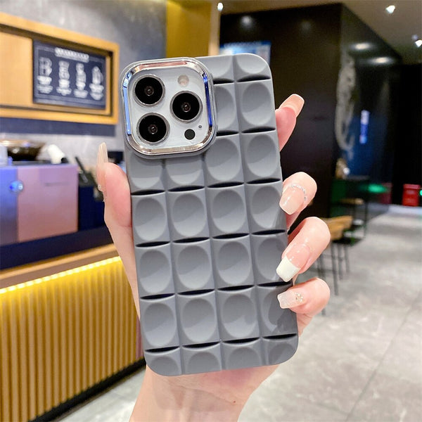 Three-dimensional Lattice Phone Case For iPhone 14 Pro Max 11 12 13 Pro Xs Max Xr X Plating Camera Protection Shockproof Cover