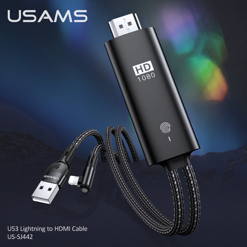 USAMS Lightning to HDMI Converter USB HDMI HD 4K Cable for iPhone 12 P