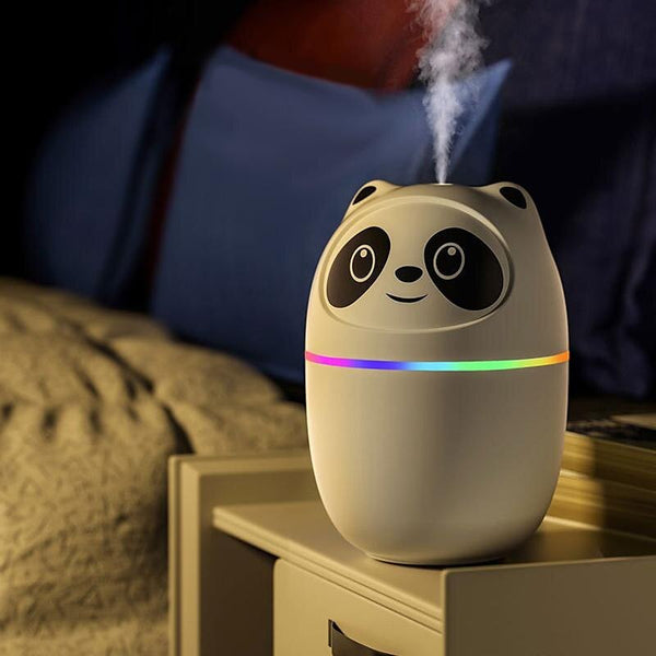 220ML USB Panda Mini Humidifier, 7 Colors LED Aromatherapy Essential Oil Diffuser Spray