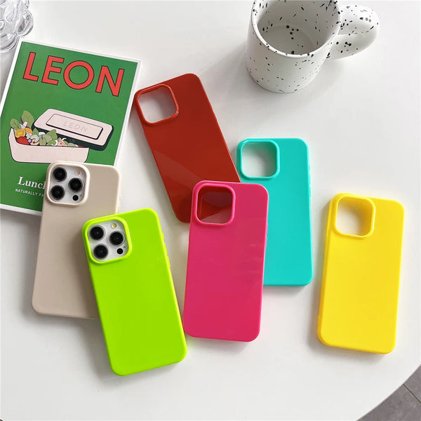 Candy Color Glossy TPU Phone Case For iPhone 11 XR XS X 7 8 SE Plus Pro Max Ultra Thin Soft Shockproof Protection Cover