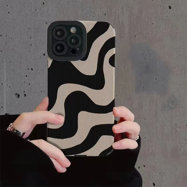 Fashion Zebra Stripe Leather lPhone Case For iPhone 14 11 12 13  Pro Max X XS XR 7 8 Plus Luxury Shockproof Soft Silicone Cover