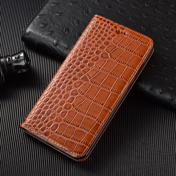 Luxury Flip Case On Huawei Mate 50 40 30 Crocodile Pattern Genuine Leather Cover For Huawei P30 P40 P50 Pro Plus Lite E 5G Book Covers