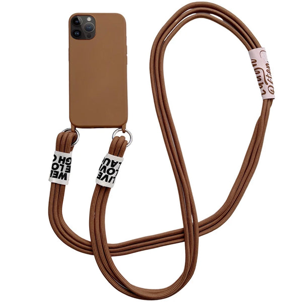 Luxury Crossbody Lanyard Strap Phone Case For iPhone 14 Pro Max Plus Silicone Soft TPU Shockproof Back Cover