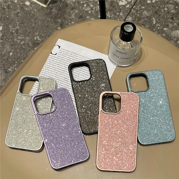 Luxury Glitter Bling Diamond Matte Case For iPhone 15 Pro Max 14 13 12 11 Rhinestone Shine Shockproof Protection Bumper Cover