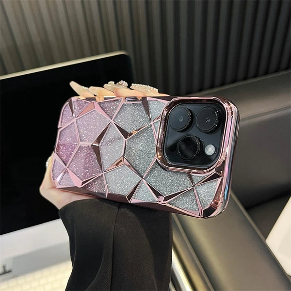 Luxury Plating Gradient Glitter Bling Diamond Case For iPhone 15 Pro Max 14 13 12 11 Transparent Soft Silicone Shockproof Cover