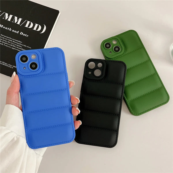 Luxury The Puffer Down Jacket Silicone Phone Cases iPhone 15 14 Pro Max 13 12 11 XR XS X 7 8 Plus SE Soft Shockproof Cover