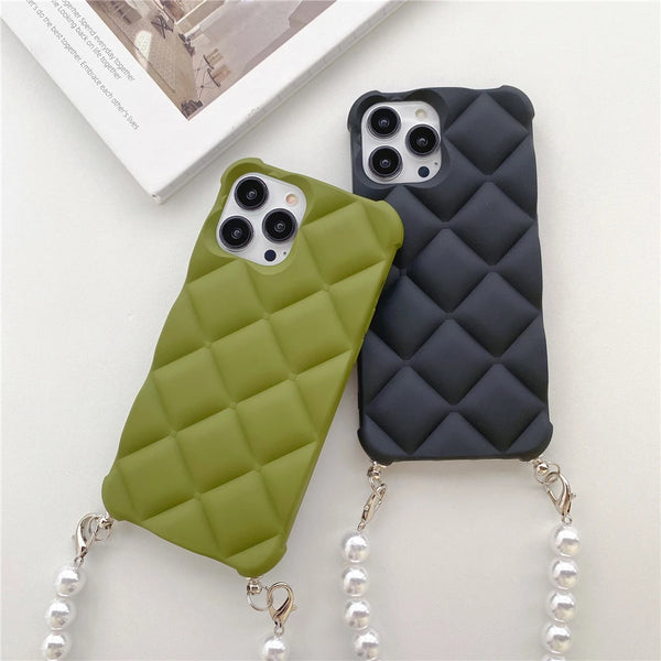Luxury Pearl Bracelet Silicone Phone Cases iPhone XR XS X 8 6 6s Plus Diamond Shockproof Soft Back Cover