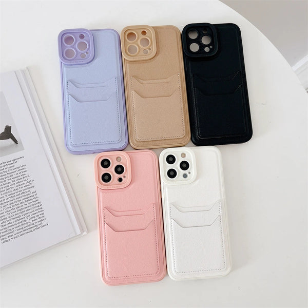 Leather Slot Card Wallet Phone Case For iPhone XR Max XS X 7 8 Plus SE Soft Silicone Shockproof Bumper Cover