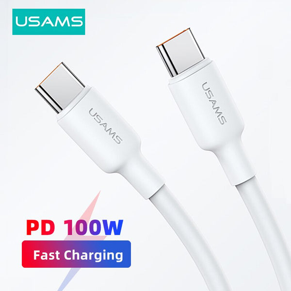 USAMS 100W USB Type C Cable For Macbook iPad Quick Charging Charger Cord 5A E-Marker PD Fast Charge Cable For Samsung Huawei Xiaomi
