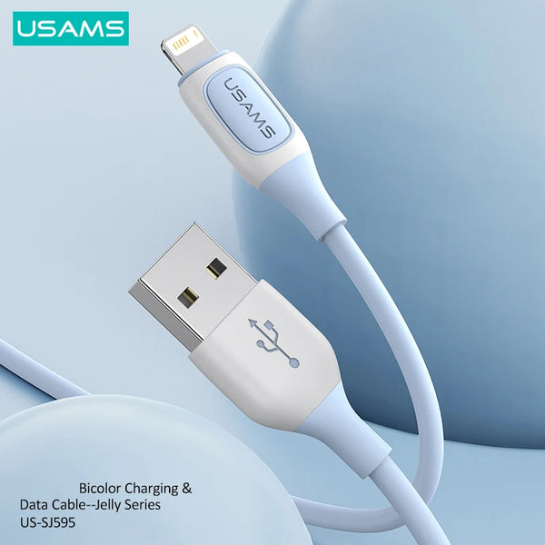 USAMS 2.4A USB Cable for iPhone 15 14 13 12 11 Pro Max Xs X 8 Plus Cable Fast Charging Cable for iPhone Charger Cable