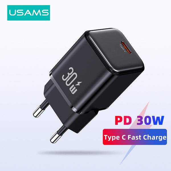 USAMS 20W 30W USB C Charger Type C PD Fast Cahrging Phone Charger for iPhone 15 14 13 12 Pro Max Xiaomi Portable Quick Charger