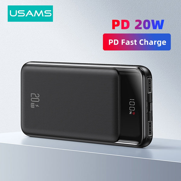 USAMS 20W Power Bank 30000mAh Type C PD Fast Charge Powerbank 20000mAh Portable External Battery Charger