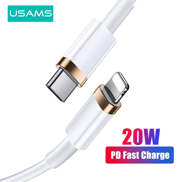 USAMS 20W USB C Cable Type C PD Fast Charging Cable For iPhone 14 13 12 11 Pro Max X XR XS Max iPad Mini Air Macbook
