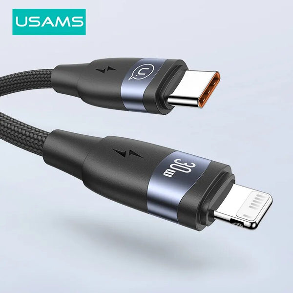 USAMS 30W USB C Cable For iPhone 15 14 13 12 11 Pro Max Type C PD Fast Charging Charger USB C PD Cable for iPad Mini Type C Cable
