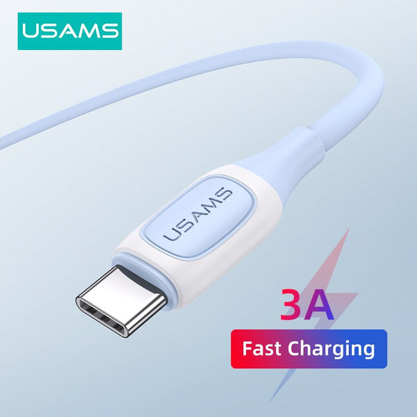 USAMS Fast 3A USB Type C Cable for Samsung Xiaomi POCO Quick Charge 3.0 Fast Cahrging USB C Data Cord Chager Cable for Samsung Huawei Oneplus