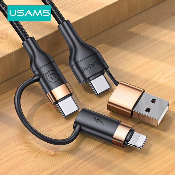 USAMS 4 in 1 USB Cable Type C PD Fast Charging Wire Type C To Type C Cable for iPhone 14 1312 Pro Max iPad Samsung HUAWEI Xiaomi Tablets