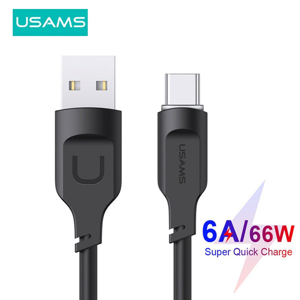 USAMS 6A USB Type C Cable 66W Fast Charging USB-C Cable Data Cord Wire For Redmi note11 12 Poco F4 F3 Realme Samsung Oneplus