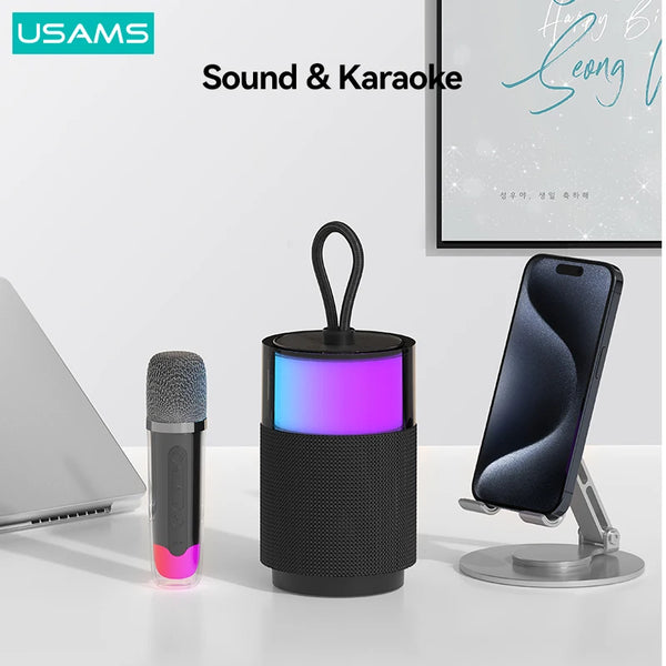 Bluetooth Speaker 360 Stand With LED Bluetooth 5.3 K Song Mic AUX Audio Input Music Speakers TF Card For Desk Computer