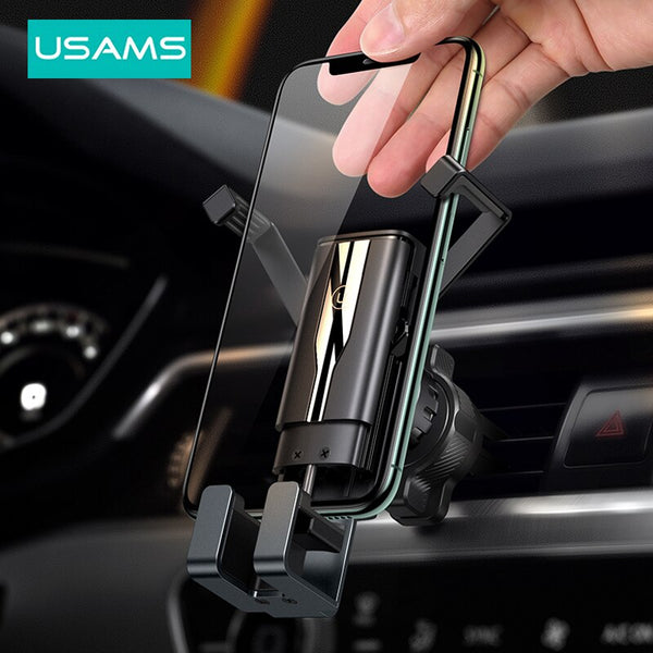USAMS Car Phone Holder Retractable Air Vent  Phone Holder Gravity Mount GPS Support Clip Car Holder For iPhone Xiaomi Samsung Huawei