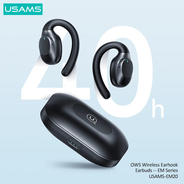 USAMS EM20 OWS Earhook Earphones Bluetooth 5.3 Low Latency Gaming Sport Headset HiFi Stereo Noise Reduction Earbuds