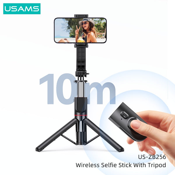 USAMS Foldable Portable Wireless Bluetooth Selfie Stick With Tripod Shutter Remote Control For iPhone Samsung Huawei Android Smartphone