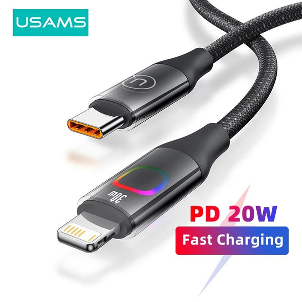 USAMS Gradient Color USB C Cable for iPhone 15 14 13 12 11 Pro Max 30W Type C PD Fast Charging Cable Charger USB Cable