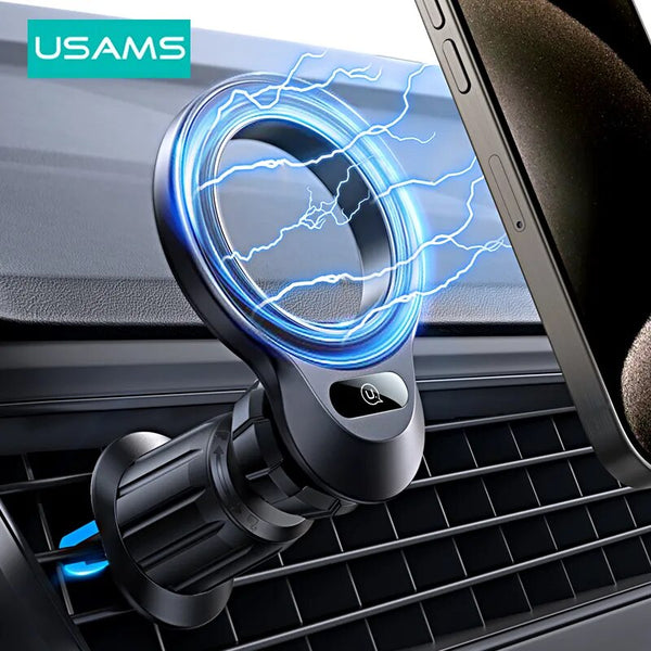 USAMS Magnetic Car Phone Holder Universal Car Air Vent Holder Mount For iPhone 15 14 13 12 11 7 8 Pro Max Xiaomi Samsung, etc