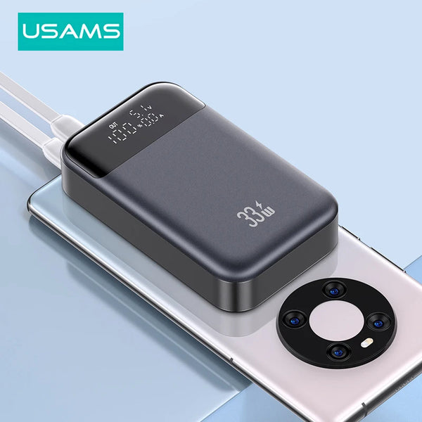 USAMS 30000mAh 65W Fast Charging Power Bank For MacBook iPad iPhone PD QC  FCP SCP AFC