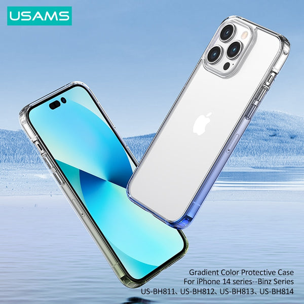 USAMS Original Gradient Color Protective Phone Case For For iPhone 14 13 12 11 Pro Max X XR XS Max Plus Shockproof Back Protection Soft Silicone Cover