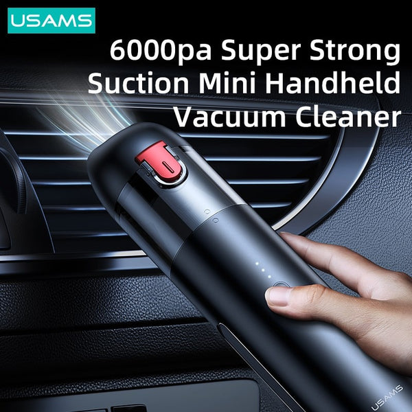 USAMS Portable 6000Pa Car Vacuum Cleaner Tool Kit Strong Suction Mini Handheld Auto Wireless Vaccum Cleaner Car Cleaning For Car Home Kitchen