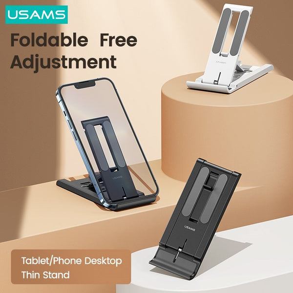 USAMS Spring Foldable Desktop Phone Tablet Stand Adjustable Bracket Steady Holder For iPhone iPad Huawei Xiaomi Samsung