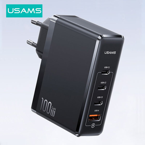 USAMS T50 100W GaN Charger Desktop Laptop Fast Charger 4 in 1 Adapter For MacBook Pro iPad Laptop iPhone Samsung Xiaomi Huawei